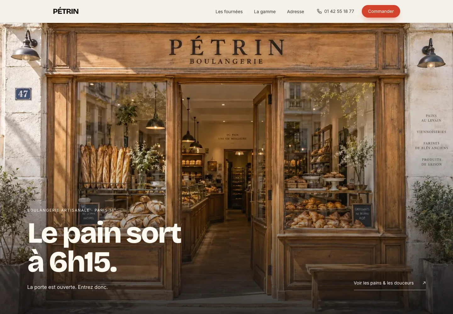 Page d’accueil de la démonstration Pétrin